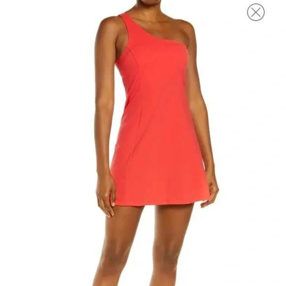 Outdoor Voices One Shoulder Exercise Dress‎ Coral Pink Medium